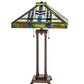 Meyda Lighting Prairie Wheat 28" 2-Light Mahogany Bronze Table Lamp With Multi-Colored Shade Glass