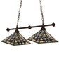 Meyda Lighting Prairie Wheat 32" 2-Light Mahogany Bronze Island Pendant Light With Multi-Colored Shade Glass