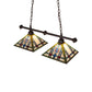 Meyda Lighting Prairie Wheat 32" 2-Light Mahogany Bronze Island Pendant Light With Multi-Colored Shade Glass