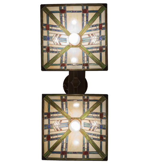Meyda Lighting Prairie Wheat 32" 2-Light Mahogany Bronze Island Pendant Light With Multi-Colored Shade Glass