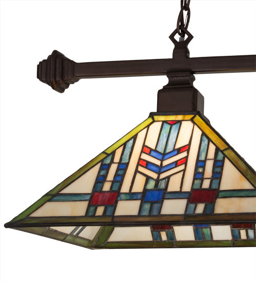 Meyda Lighting Prairie Wheat 32" 2-Light Mahogany Bronze Island Pendant Light With Multi-Colored Shade Glass