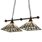 Meyda Lighting Prairie Wheat 32" 2-Light Mahogany Bronze Island Pendant Light With Multi-Colored Shade Glass