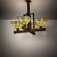 Meyda Lighting Prairie Wheat 32"Sq 4-Light Cinnamon Coffee Metallic Inverted Pendant Light With Multi-Colored Shade Glass