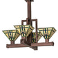Meyda Lighting Prairie Wheat 32"Sq 4-Light Cinnamon Coffee Metallic Inverted Pendant Light With Multi-Colored Shade Glass