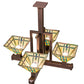 Meyda Lighting Prairie Wheat 32"Sq 4-Light Cinnamon Coffee Metallic Inverted Pendant Light With Multi-Colored Shade Glass