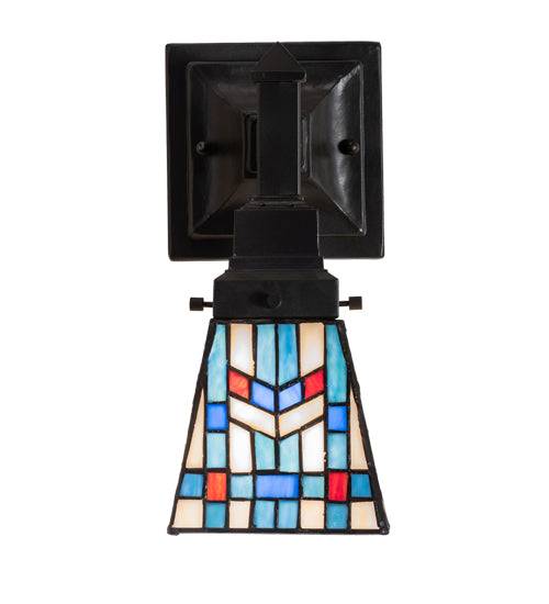 Meyda Lighting Prairie Wheat 5" Mahogany Bronze Wall Sconce With Multi-Colored Stained Shade Glass