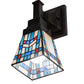 Meyda Lighting Prairie Wheat 5" Mahogany Bronze Wall Sconce With Multi-Colored Stained Shade Glass