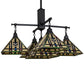 Meyda Lighting Prairie Wheat 54" 5-Light Craftsman Brown Chandelier With Multi-Colored Stained Shade Glass