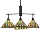 Meyda Lighting Prairie Wheat 54" 5-Light Craftsman Brown Chandelier With Multi-Colored Stained Shade Glass