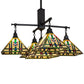 Meyda Lighting Prairie Wheat 54" 5-Light Craftsman Brown Chandelier With Multi-Colored Stained Shade Glass