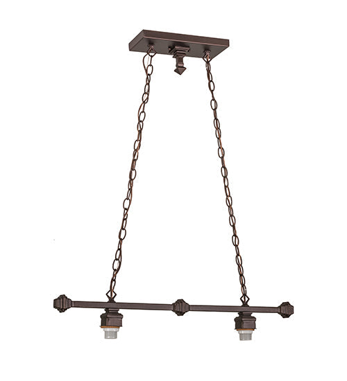 Meyda Lighting Prairie Wheat 67735 32" 2-Light Mahogany Bronze Island Pendant Light With Multi-Colored Shade Glass