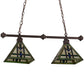 Meyda Lighting Prairie Wheat 67735 32" 2-Light Mahogany Bronze Island Pendant Light With Multi-Colored Shade Glass