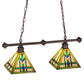 Meyda Lighting Prairie Wheat 67735 32" 2-Light Mahogany Bronze Island Pendant Light With Multi-Colored Shade Glass