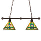 Meyda Lighting Prairie Wheat 67735 32" 2-Light Mahogany Bronze Island Pendant Light With Multi-Colored Shade Glass