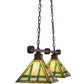 Meyda Lighting Prairie Wheat 67735 32" 2-Light Mahogany Bronze Island Pendant Light With Multi-Colored Shade Glass