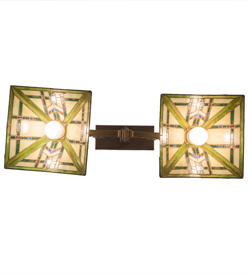 Meyda Lighting Prairie Wheat 67735 32" 2-Light Mahogany Bronze Island Pendant Light With Multi-Colored Shade Glass