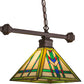 Meyda Lighting Prairie Wheat 67735 32" 2-Light Mahogany Bronze Island Pendant Light With Multi-Colored Shade Glass