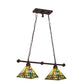 Meyda Lighting Prairie Wheat 67735 32" 2-Light Mahogany Bronze Island Pendant Light With Multi-Colored Shade Glass