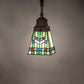 Meyda Lighting Prairie Wheat 7" Mahogany Bronze Mini Pendant Light With Multi-Colored Stained Shade Glass