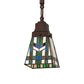 Meyda Lighting Prairie Wheat 7" Mahogany Bronze Mini Pendant Light With Multi-Colored Stained Shade Glass