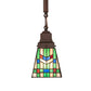 Meyda Lighting Prairie Wheat 7" Mahogany Bronze Mini Pendant Light With Multi-Colored Stained Shade Glass