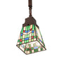 Meyda Lighting Prairie Wheat 7" Mahogany Bronze Mini Pendant Light With Multi-Colored Stained Shade Glass
