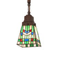 Meyda Lighting Prairie Wheat 7" Mahogany Bronze Mini Pendant Light With Multi-Colored Stained Shade Glass