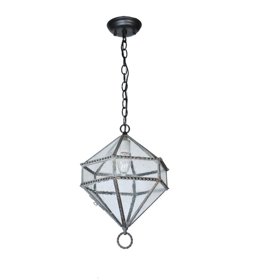Meyda Lighting Pratt Mansion 13" Burnished Brass Pendant Light With Clear Seeded Shade Glass