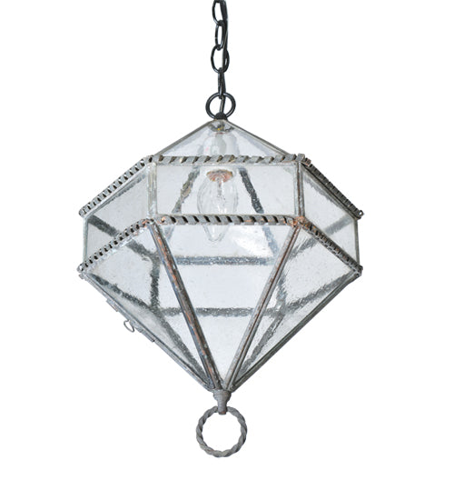 Meyda Lighting Pratt Mansion 13" Burnished Brass Pendant Light With Clear Seeded Shade Glass