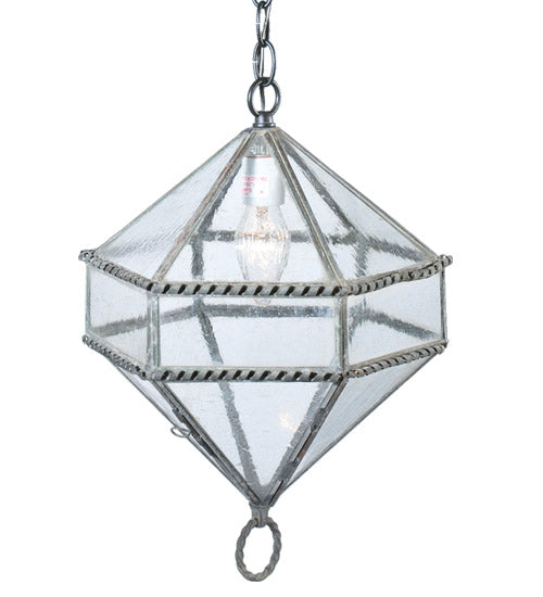 Meyda Lighting Pratt Mansion 13" Burnished Brass Pendant Light With Clear Seeded Shade Glass