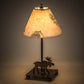 Meyda Lighting Pressed Foliage 15" Antique Copper Lone Moose Accent Table Lamp With Beige Shade Glass