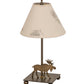 Meyda Lighting Pressed Foliage 15" Antique Copper Lone Moose Accent Table Lamp With Beige Shade Glass