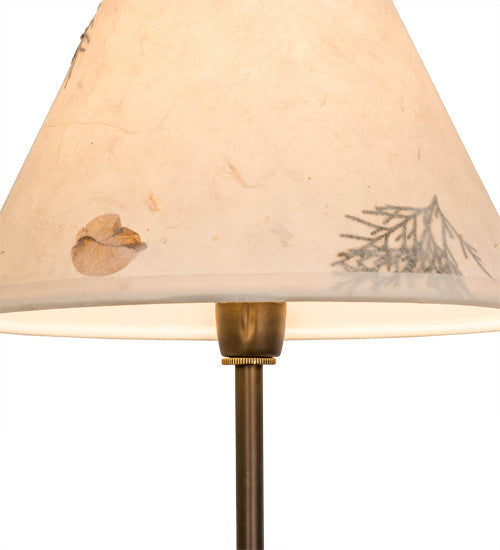Meyda Lighting Pressed Foliage 15" Antique Copper Lone Moose Accent Table Lamp With Beige Shade Glass