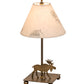 Meyda Lighting Pressed Foliage 15" Antique Copper Lone Moose Accent Table Lamp With Beige Shade Glass