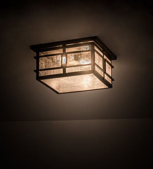 Meyda Lighting Preston 23" 2-Light Timeless Bronze Flush Mount Light With Clear Seeded Shade Glass