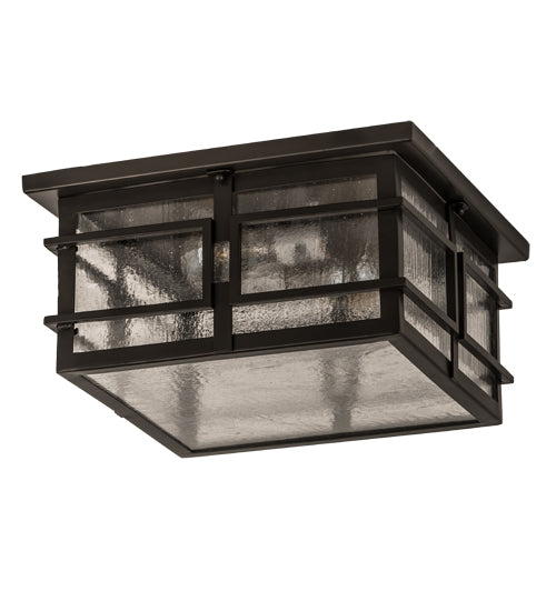 Meyda Lighting Preston 23" 2-Light Timeless Bronze Flush Mount Light With Clear Seeded Shade Glass