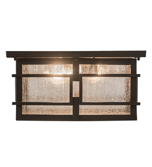 Meyda Lighting Preston 23" 2-Light Timeless Bronze Flush Mount Light With Clear Seeded Shade Glass