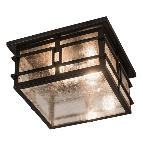 Meyda Lighting Preston 23" 2-Light Timeless Bronze Flush Mount Light With Clear Seeded Shade Glass