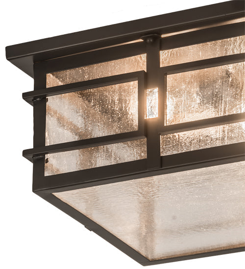Meyda Lighting Preston 23" 2-Light Timeless Bronze Flush Mount Light With Clear Seeded Shade Glass