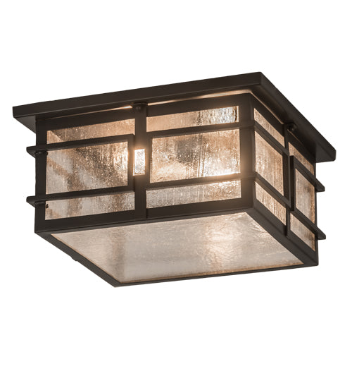 Meyda Lighting Preston 23" 2-Light Timeless Bronze Flush Mount Light With Clear Seeded Shade Glass