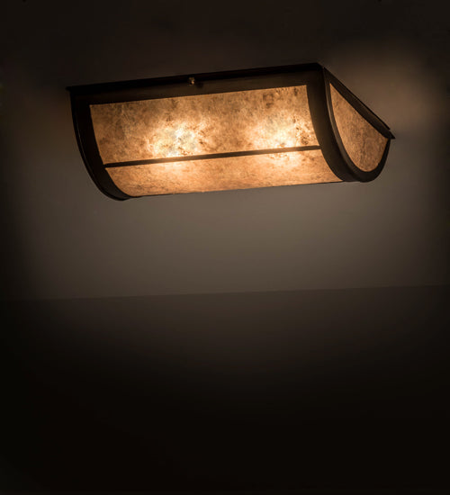 Meyda Lighting Prime 12" 2-Light Antique Copper Flush Mount Light With Silver Mica Shade Glass