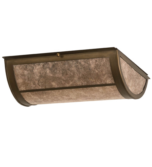 Meyda Lighting Prime 12" 2-Light Antique Copper Flush Mount Light With Silver Mica Shade Glass