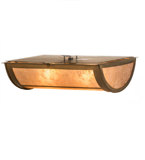 Meyda Lighting Prime 12" 2-Light Antique Copper Flush Mount Light With Silver Mica Shade Glass