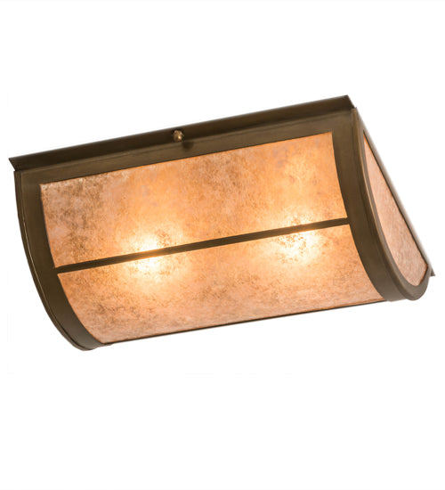 Meyda Lighting Prime 12" 2-Light Antique Copper Flush Mount Light With Silver Mica Shade Glass