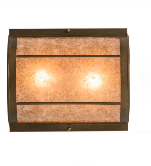 Meyda Lighting Prime 12" 2-Light Antique Copper Flush Mount Light With Silver Mica Shade Glass
