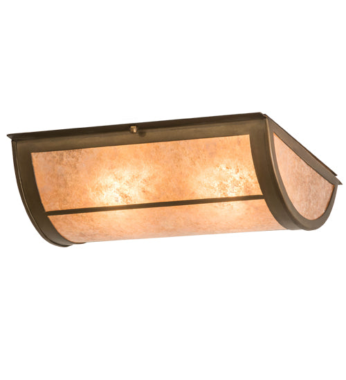 Meyda Lighting Prime 12" 2-Light Antique Copper Flush Mount Light With Silver Mica Shade Glass