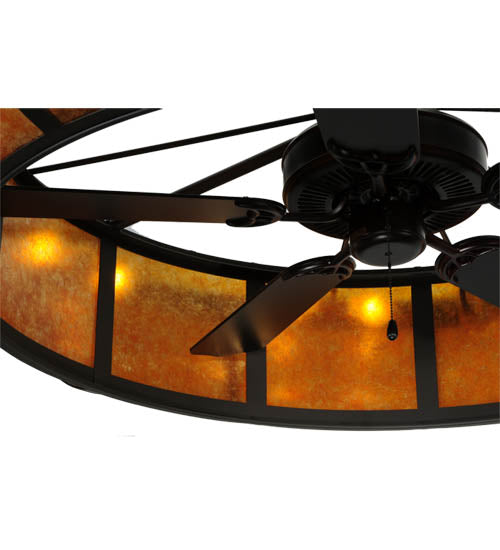 Meyda Lighting Prime 134953 56" 20-Light Oil Rubbed Bronze Dome Chandelier With Amber Mica Shade Glass and Fan