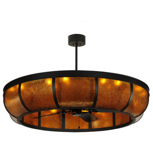 Meyda Lighting Prime 134953 56" 20-Light Oil Rubbed Bronze Dome Chandelier With Amber Mica Shade Glass and Fan
