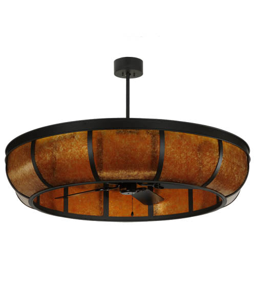 Meyda Lighting Prime 134953 56" 20-Light Oil Rubbed Bronze Dome Chandelier With Amber Mica Shade Glass and Fan