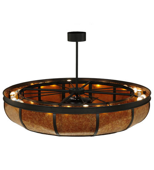 Meyda Lighting Prime 134953 56" 20-Light Oil Rubbed Bronze Dome Chandelier With Amber Mica Shade Glass and Fan